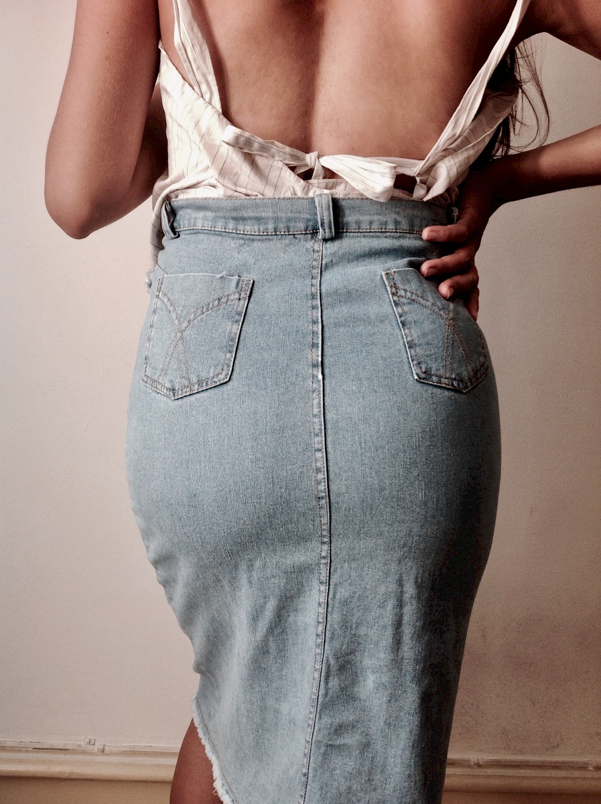 Marni Top open back Pensil denim retro high waisted stone island