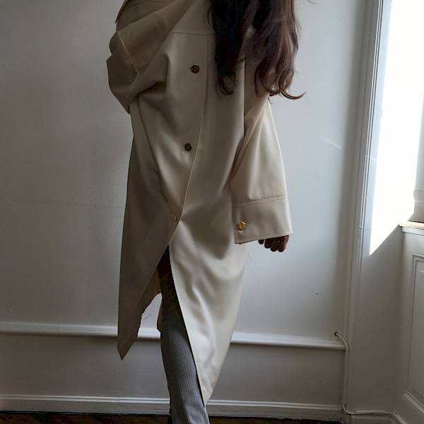 Eve wool coat dress Vintage haut couture france virgin off white